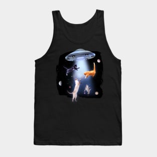 Cats In Space With UFO Tank Top